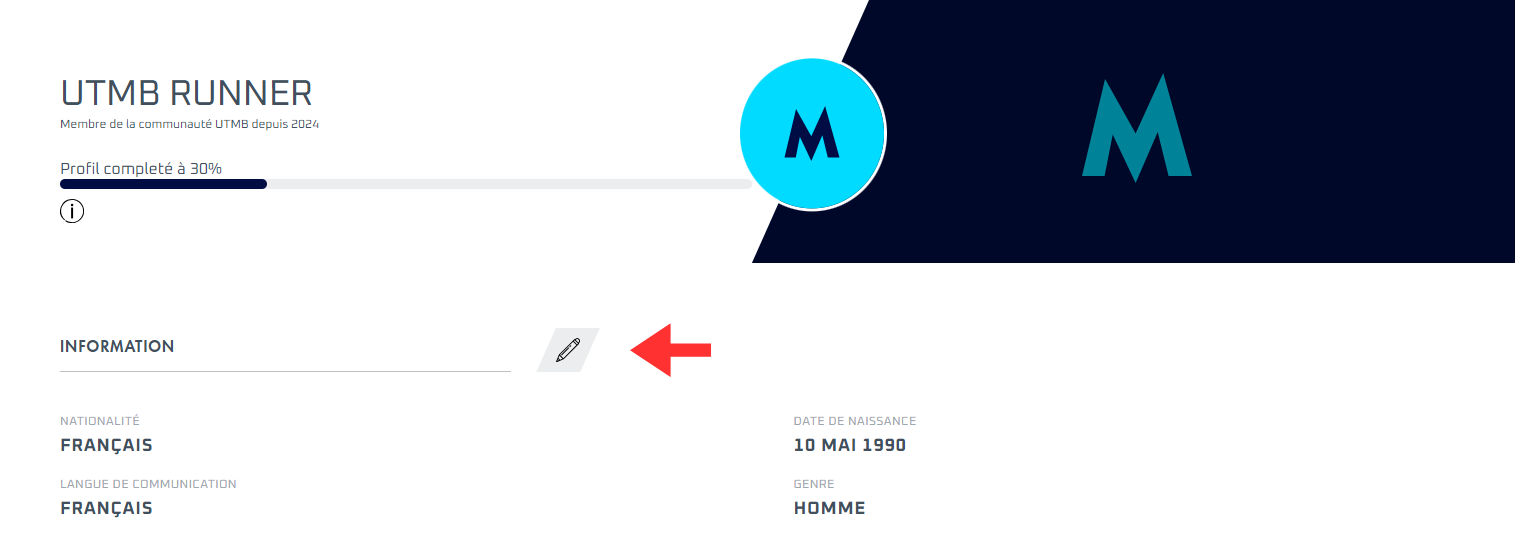 Modifying and completing your My UTMB account information